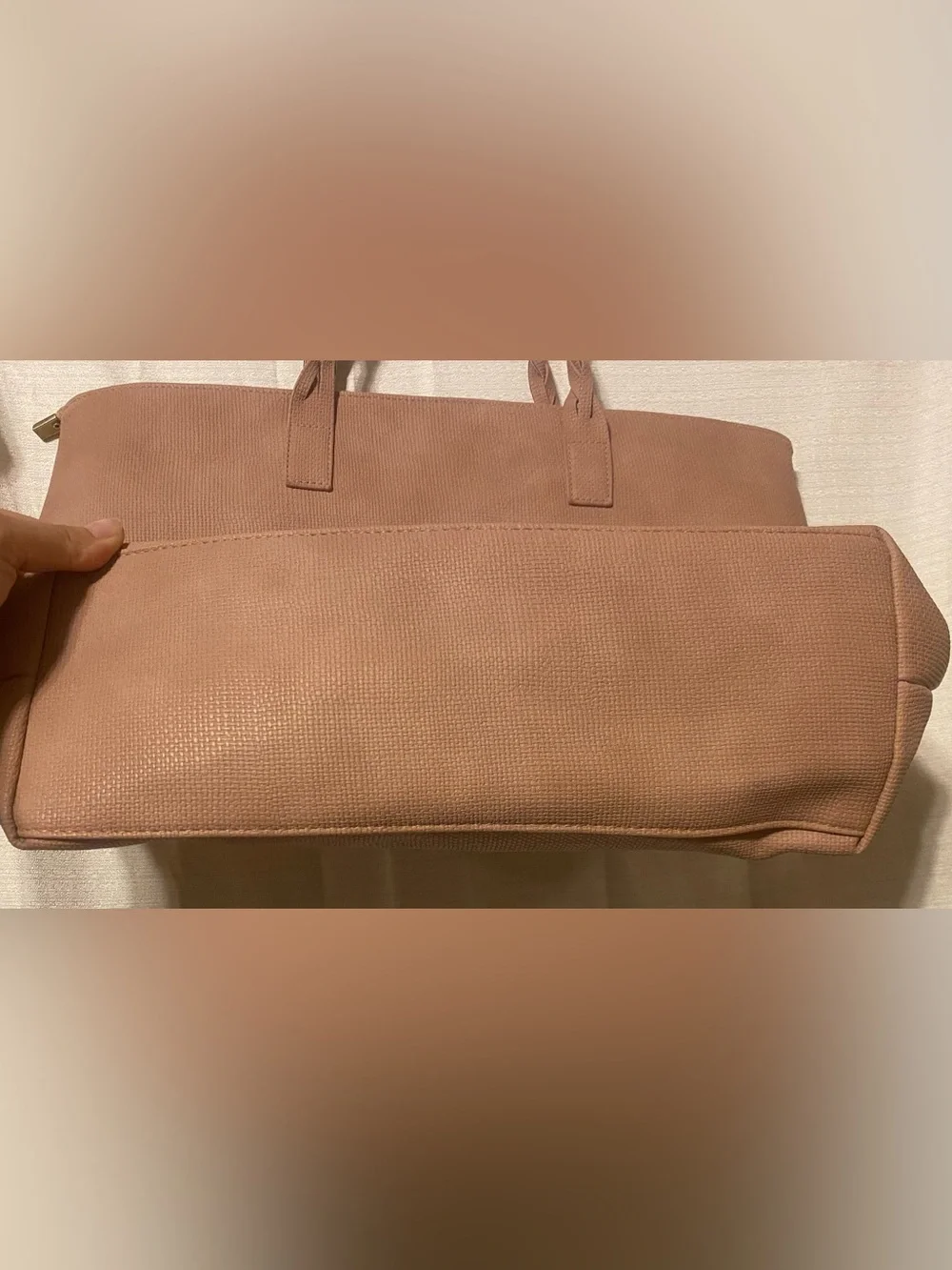 Weimeibaige Dusty Rose Braided Handle Vegan Faux Leather Large Tote